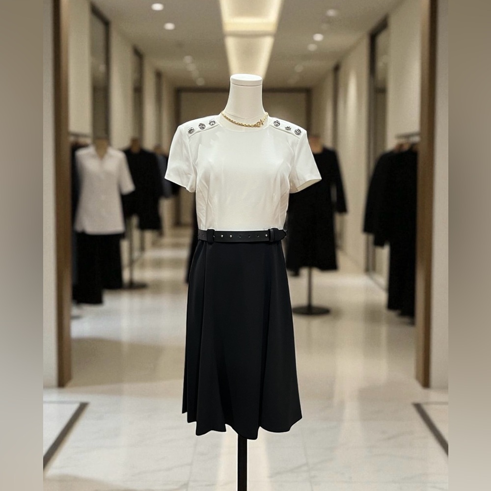 Karl Lagerfeld Black and White Midi Dress